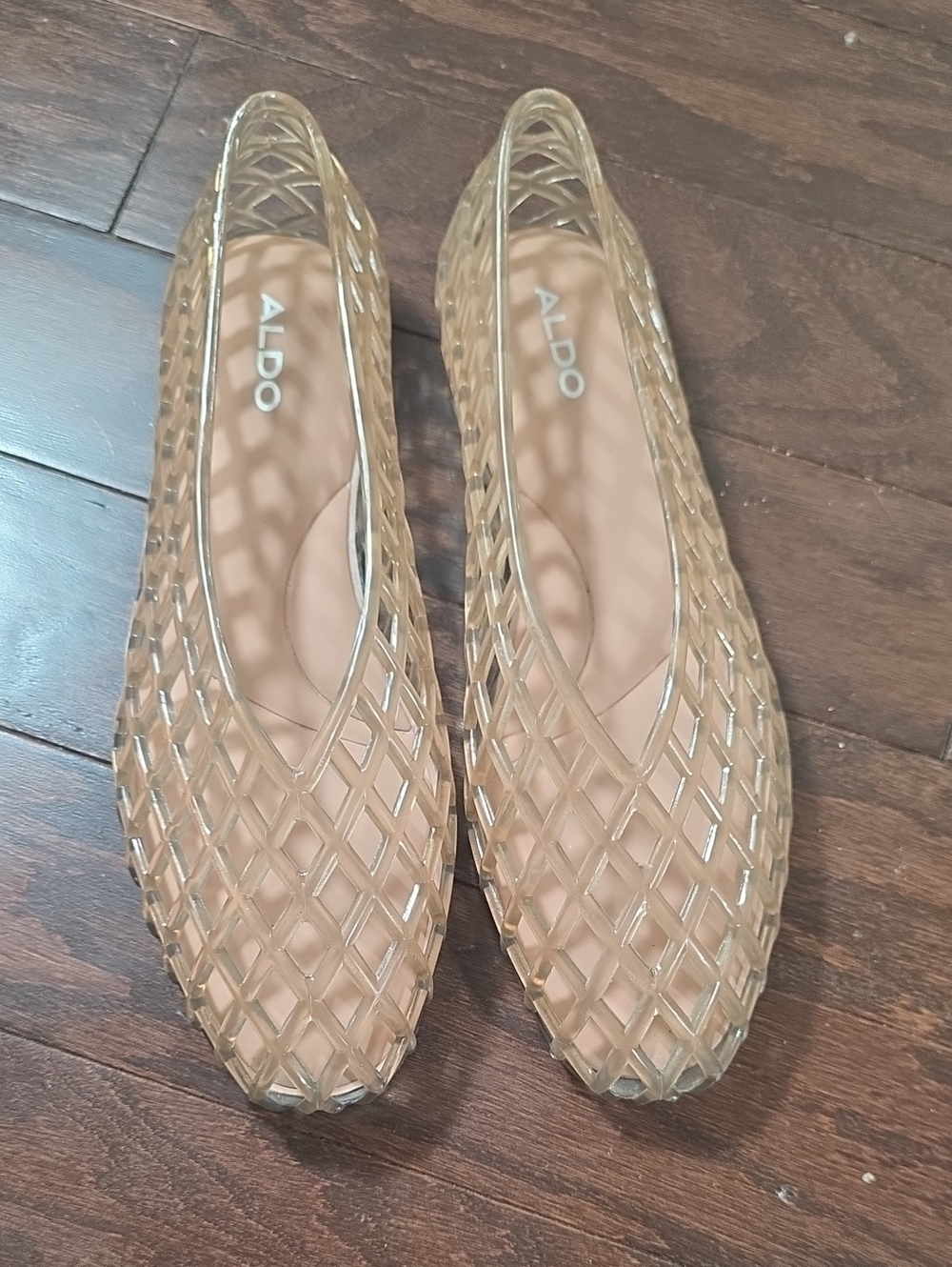ALDO Nude Beige Lattice Jelly Flats
